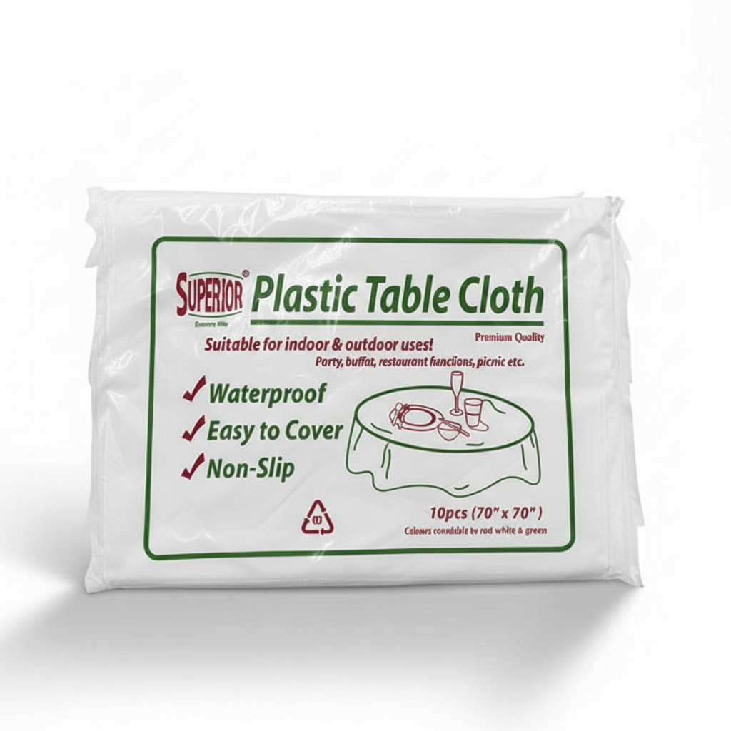 Plastic Tablecloth 70 X 70 HD White (10pcs)